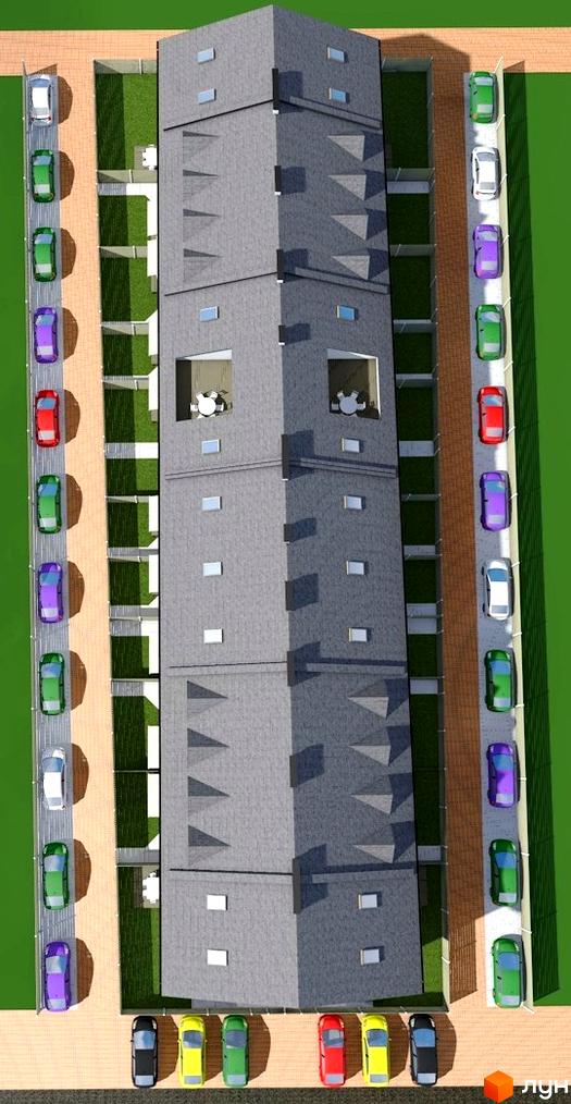 Зовнішній вигляд житлового комплексу на вул. Володимирська (Червоного орача), 3, з прибудинковою територією та парковкою.