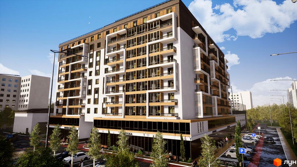 Житловий комплекс Prestige Hall - багатоповерхова новобудова з панорамними вікнами та балконами, з прибудинковою територією та парковкою.