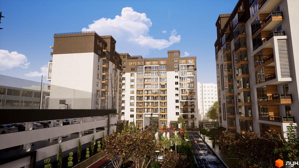 Житловий комплекс Prestige Hall – це сучасна архітектура з великою кількістю скління та просторі балкони. На прибудинковій території розташовані дитячі майданчики та зелені зони.