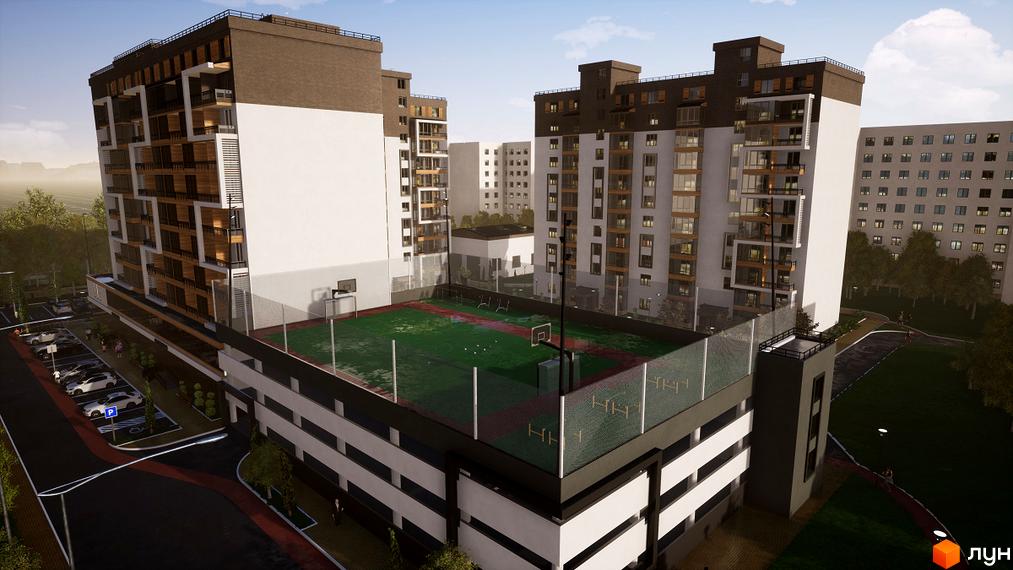 Житловий комплекс Prestige Hall – це сучасна новобудова з багатою прибудинковою територією, що включає спортивний майданчик та паркінг.