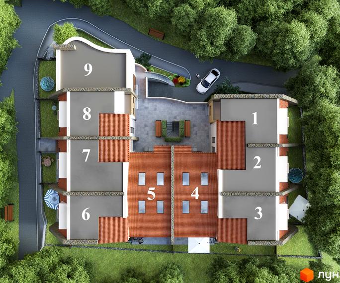 Таунхаус „Городской дом 2“ – це сучасна новобудова з декількома секціями, розташована серед зелених насаджень. Територія комплексу облаштована доріжками, місцями для відпочинку та паркування.