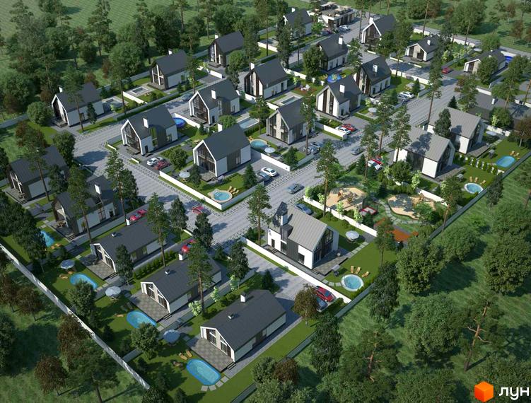 КМ Oklahoma Cottage Town – це котеджне містечко з сучасними будинками та доглянутими прибудинковими територіями з басейнами та зонами відпочинку.