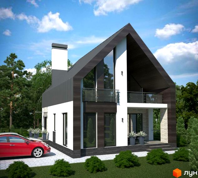 Котеджне містечко Oklahoma Cottage Town: двоповерховий будинок з великими вікнами та балконом, червоний автомобіль на подвір'ї.