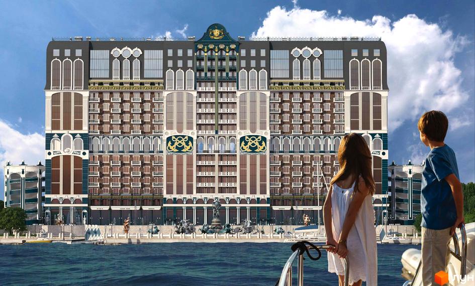 Житловий комплекс Колумб (Зелений Мис) - вражаюча архітектура на березі моря з дітьми, що насолоджуються краєвидом. Відкрийте для себе новий рівень комфорту та естетики.