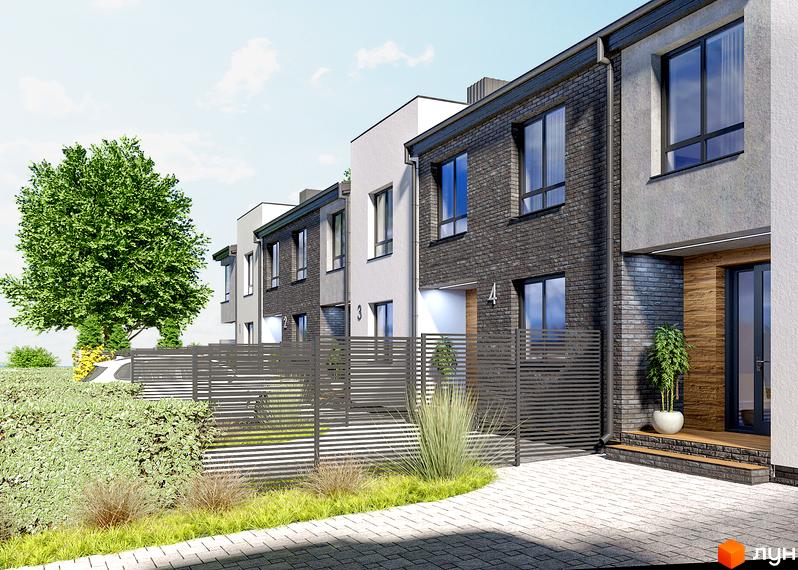 Зовнішній вигляд новобудови на вул. Джохара Дудаєва (Пржевальського), 6, з сучасним фасадом та доглянутою прибудинковою територією з огорожею та деревами.