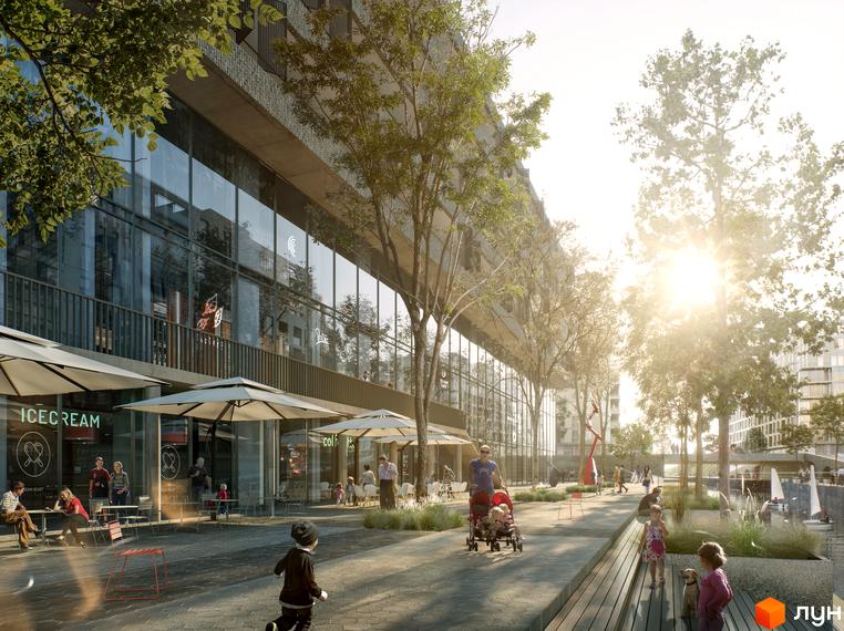 Житловий район Rybalsky: сучасна архітектура та затишна набережна з зонами відпочинку та дитячими майданчиками.