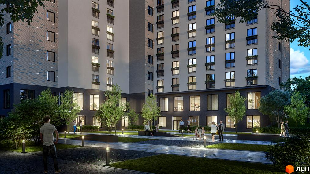 Житловий комплекс Dixie – це сучасна новобудова з елегантним фасадом та затишною прибудинковою територією з освітленням та зеленими насадженнями.