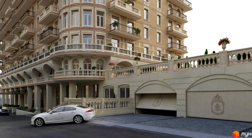 Житловий комплекс Renaissance Residence. Розкішний будинок з балконами та вишуканим декором. На території комплексу є підземний паркінг.