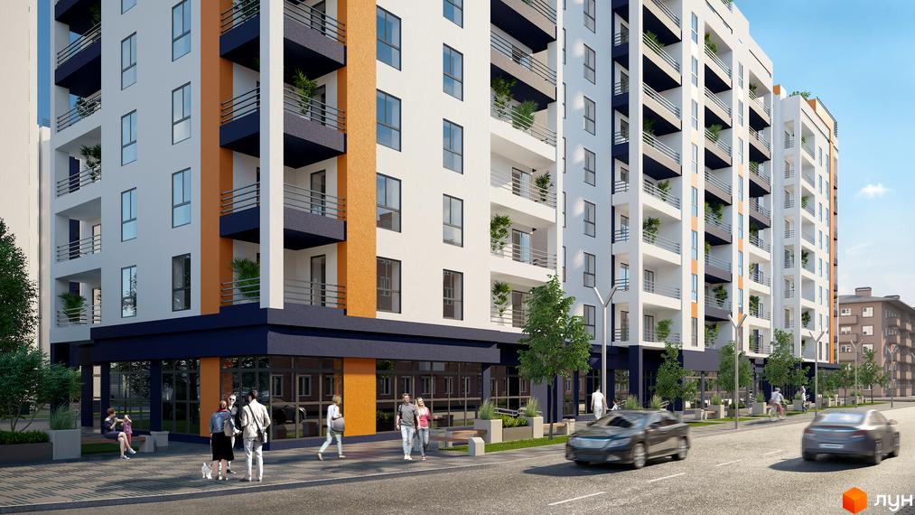 Житловий комплекс Park Residence – це багатоповерхова новобудова з балконами та комерційними приміщеннями на першому поверсі. На прибудинковій території розташовані зелені насадження та місця для відпочинку.