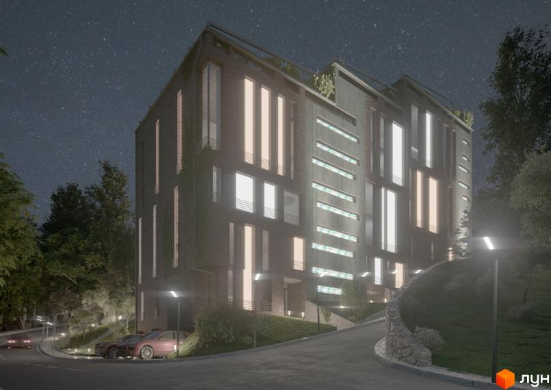 Клубний будинок Green – це сучасна новобудова з великими вікнами та балконами, розташована серед зеленої зони з доглянутою прибудинковою територією та освітленням.