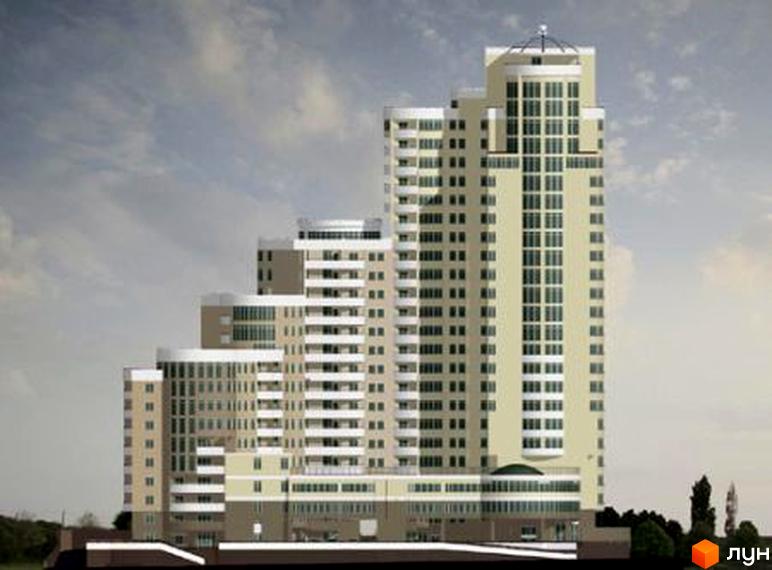 Житловий комплекс на проспекті Науки, 80а/73. Сучасна архітектура будинку та прибудинкова територія.