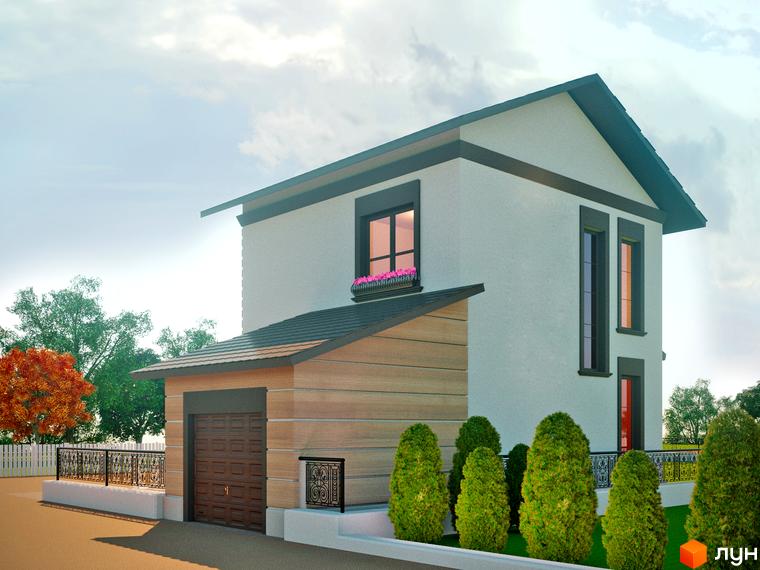 Котеджне містечко КМ Сухий Лиман: двоповерховий будинок з гаражем та доглянутою прибудинковою територією з туями та огорожею.