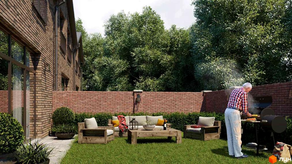 Таунхауси Viva Village Town: цегляні фасади та затишна прибудинкова територія з зоною для барбекю та відпочинку.