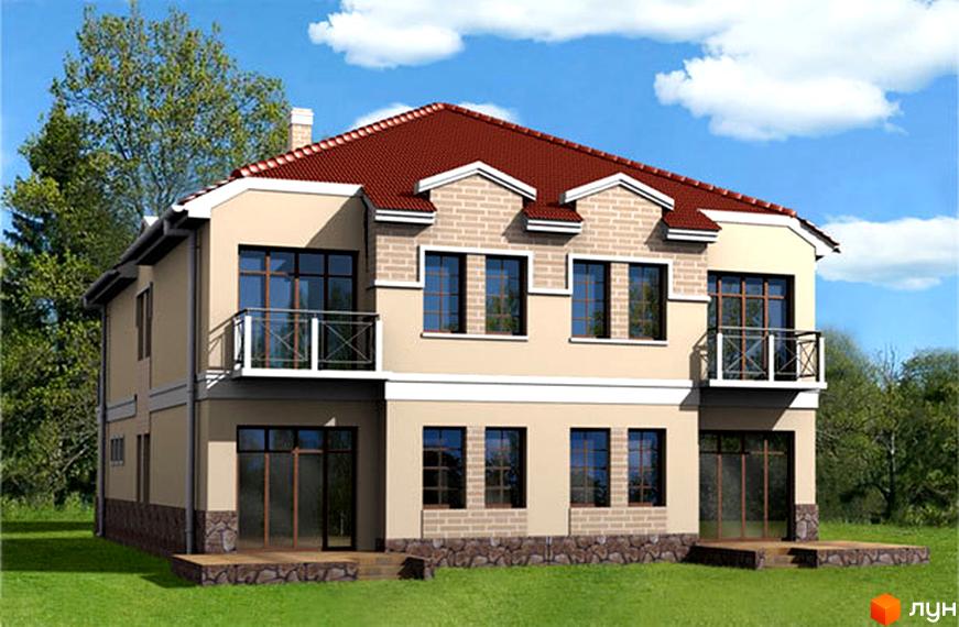 Зовнішній вигляд будинку КМ Марін Віллас з балконами та великими вікнами. Прибудинкова територія з зеленими насадженнями та газоном.