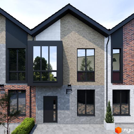 Таунхауси Р8 townhouse – це двоповерхові будинки з цегляним фасадом та великими вікнами. Перед будинками облаштований доглянутий двір з зеленою зоною.