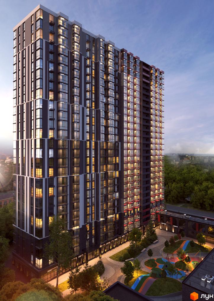 Житловий комплекс 4U - сучасна новобудова з панорамними вікнами та балконами. Територія комплексу облаштована дитячим майданчиком та зонами для відпочинку.