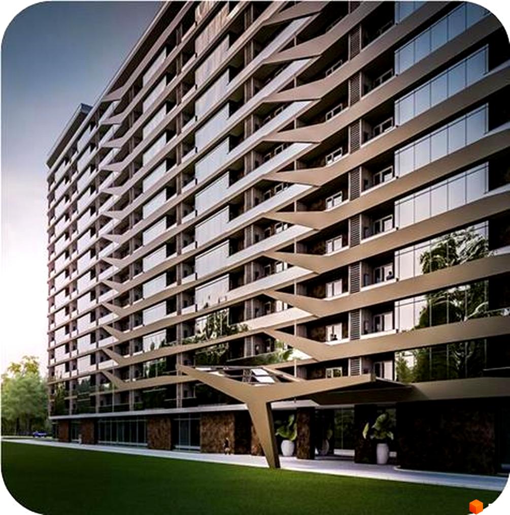 Висотна будівля ЖК Green Wood з великими вікнами та балконами. Перед будинком доглянутий газон та зелені насадження.