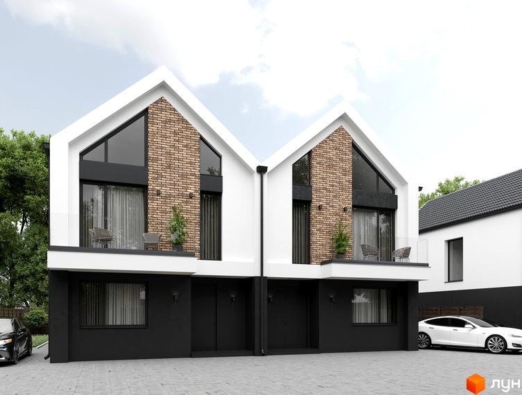 Двоповерхові будинки з білими фасадами та цегляними вставками на вулиці Пшенична. Перед будинками розташована прибудинкова територія з паркуванням та зеленими насадженнями.