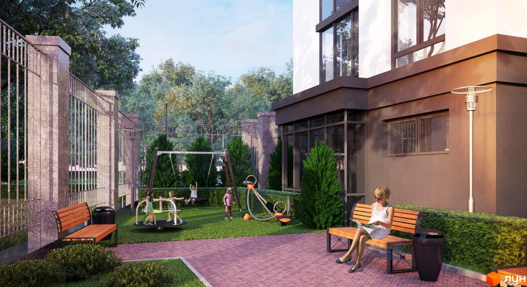 Житловий комплекс White House з дитячим майданчиком та зоною відпочинку. Сучасна архітектура та упорядкована прибудинкова територія.