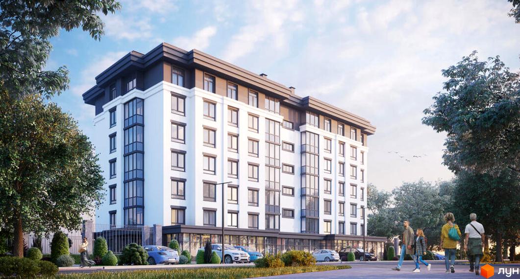 Житловий комплекс White House - це сучасна новобудова з білими фасадами та великими вікнами. Навколо комплексу розташовані зелені насадження та пішохідні зони.