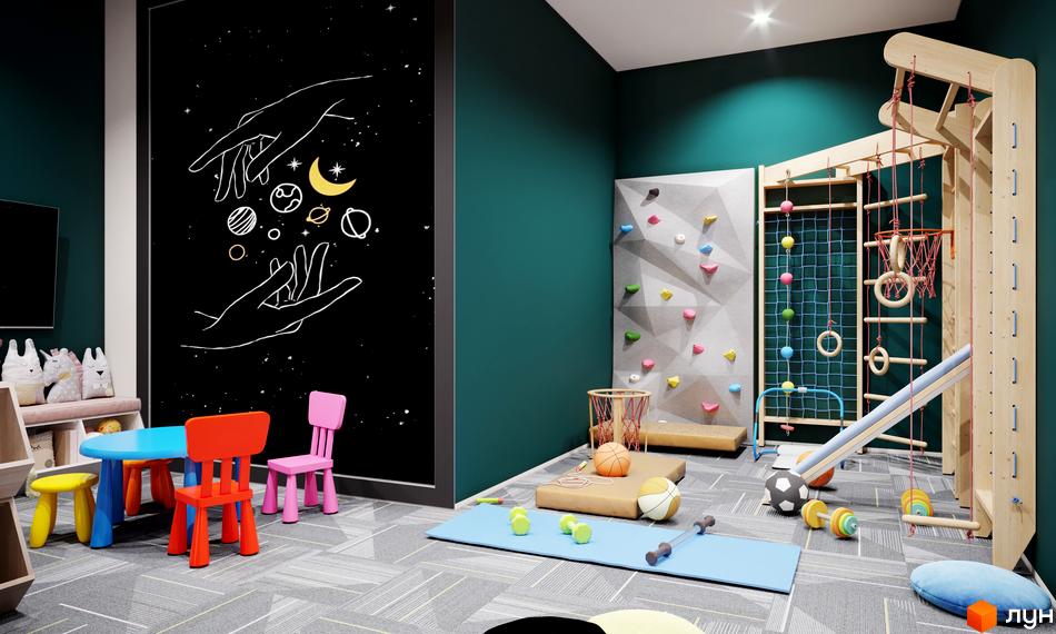 Дитяча кімната з ігровою зоною, скеледромом та спортивним комплексом. Doma Trabotti - ваш новий дім.