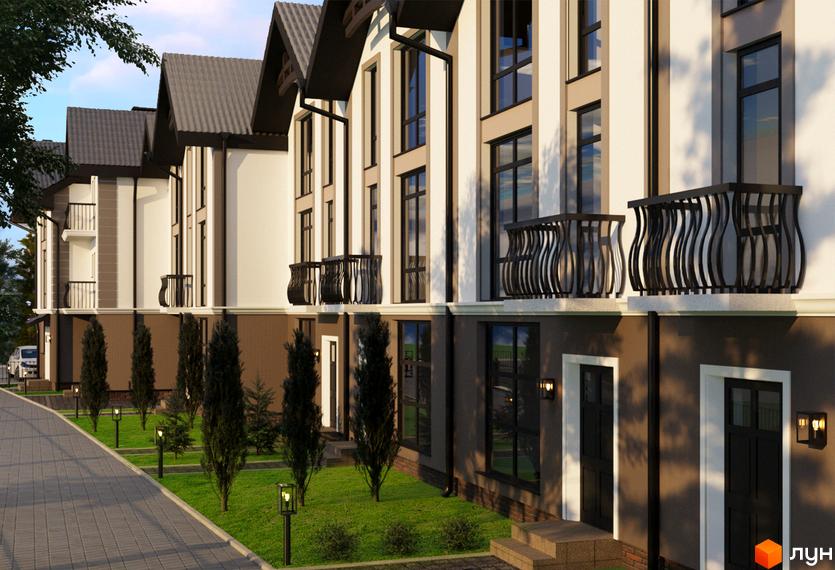 Таунхауси „Бережний“ – це двоповерхові будинки з балконами та великими вікнами. Прибудинкова територія облаштована доріжками та освітленням.