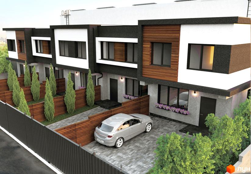 Таунхауси Living Place – це сучасні двоповерхові будинки з панорамними вікнами та індивідуальними паркомісцями. Перед будинками розташовані доглянуті зелені зони з туями та дерев'яними парканами.