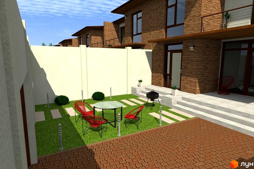 Таунхауси „Затишний дворик“: цегляні фасади та затишна прибудинкова територія з зоною відпочинку. Відкрийте для себе комфортне життя у новобудові.