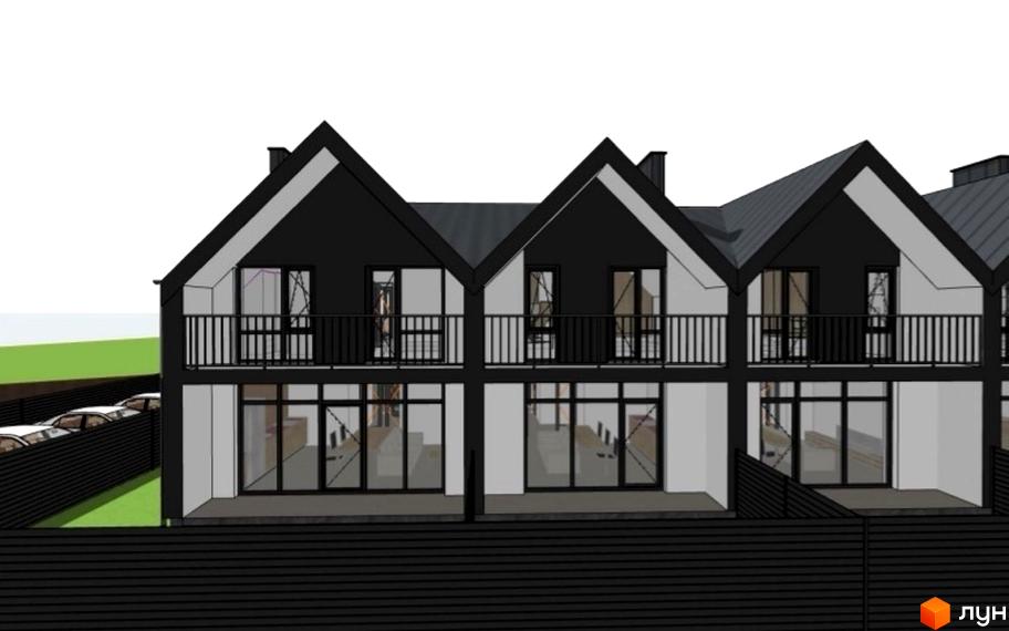 Зображення фасаду та прибудинкової території житлового комплексу по вулиці Дмитра Вишневецького, 5.