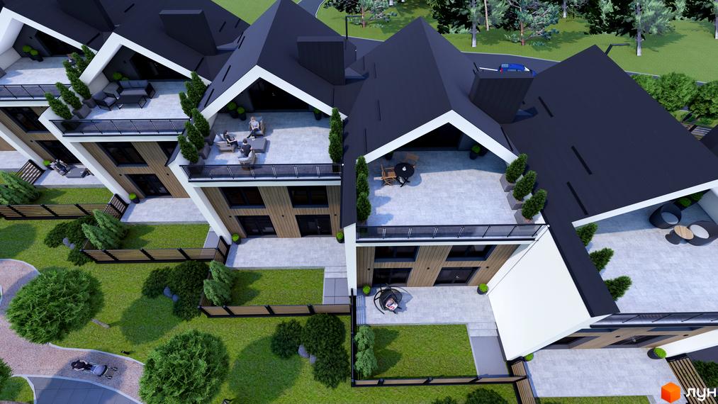 Котеджне містечко КМ GREEN WALL. Сучасні будинки з терасами та доглянутою прибудинковою територією.