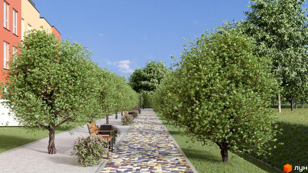 Житловий комплекс Калиновий Квартал: яскраві будинки з зеленими насадженнями та доріжками для прогулянок. Комфортне житло з продуманим благоустроєм.