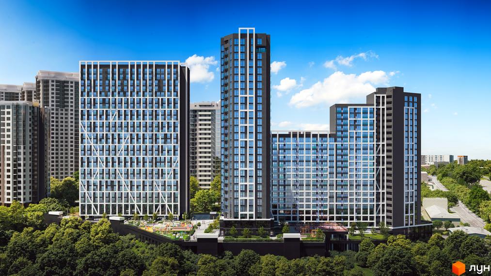 Житловий комплекс Nordica Residence - це сучасні висотні будинки з панорамним склінням та оригінальним дизайном фасаду, розташовані серед зелені з облаштованими зонами відпочинку.