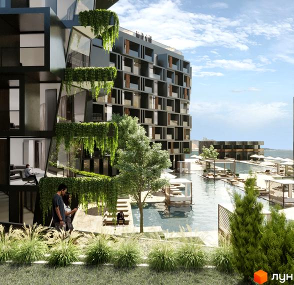 M1 Club Apartments – клубний будинок з каскадними терасами, що потопають у зелені, та басейном з зонами відпочинку.