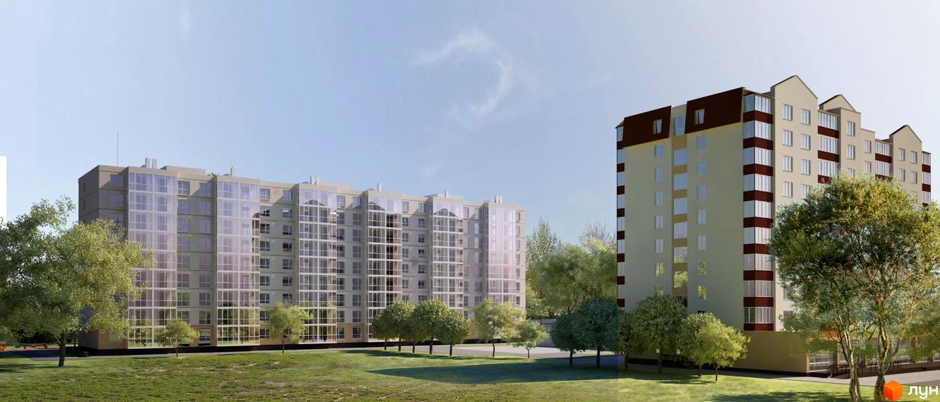 Житловий комплекс Острів 2 – це двосекційна новобудова з панорамним склінням та зеленим двориком. Будівельний проєкт має сучасний дизайн та розташований серед дерев.