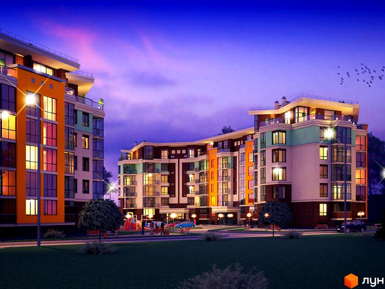 Житловий комплекс Лісова казка 2 - сучасна новобудова з яскравим фасадом та балконами. На прибудинковій території дитячий майданчик та зелена зона.