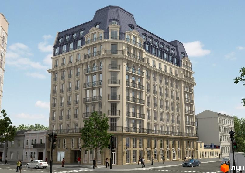 Житловий комплекс Будинок на Осипова – це багатоповерхова будівля з мансардою та балконами, розташована на перехресті вулиць. Зовнішній вигляд фасаду виконаний у світлих тонах з елементами декору.