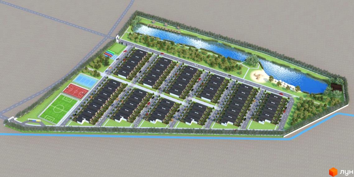 КМ Will HOUSE: котеджне містечко з спортивними майданчиками, озером та зонами відпочинку. Огляд будинків та прибудинкової території.