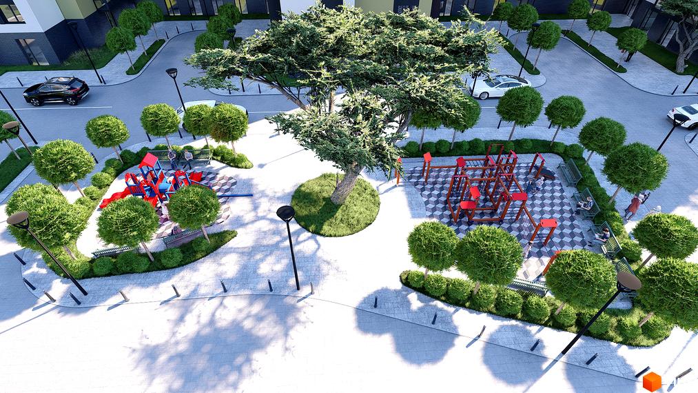 Житловий комплекс Домашній 2: дитячий майданчик та зелені зони біля будинку. Сучасний комплекс з місцями для відпочинку та ігор.