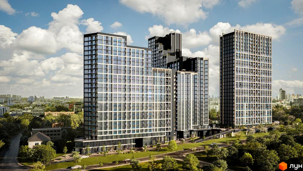 Житловий комплекс Nordica Residence – це сучасні багатоповерхові будинки з панорамним склінням та доглянутою прибудинковою територією з зеленими насадженнями.