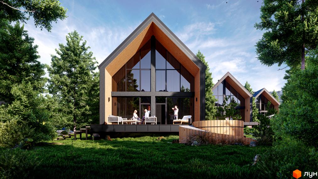 Будинки Besora мають високі скляні фасади та дерев'яну обробку, розташовані серед густих дерев. На прилеглій території є тераса з меблями та дерев'яна купіль.