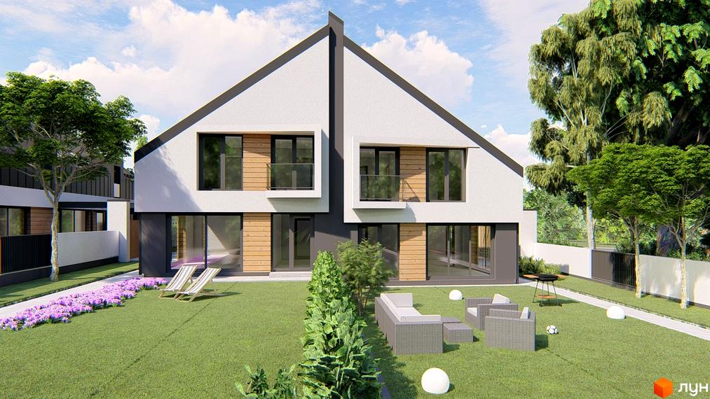 Atlant House - сучасні дуплекси з панорамними вікнами та дерев'яними елементами фасаду. Прибудинкова територія з лаунж-зоною та зеленою галявиною.