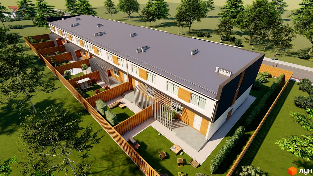 Таунхауси Forest House – це двоповерхові будинки з індивідуальними ділянками та парканами. Прибудинкова територія озеленена, з зонами відпочинку та дитячими майданчиками.