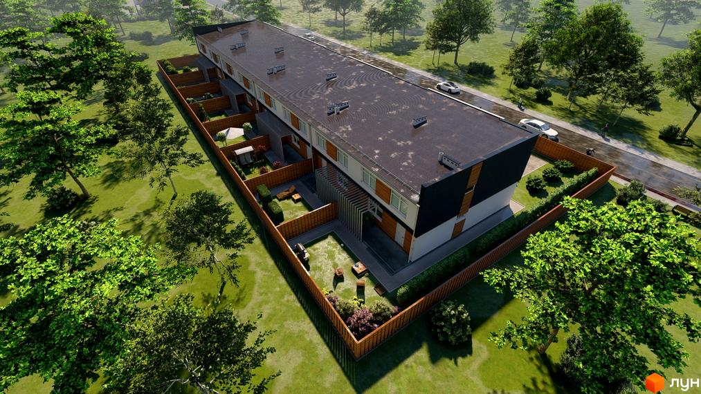 Таунхауси Forest House – це двоповерхові будинки з пласкими дахами та великими вікнами, розташовані на доглянутій прибудинковій території з зеленими насадженнями та зонами відпочинку.