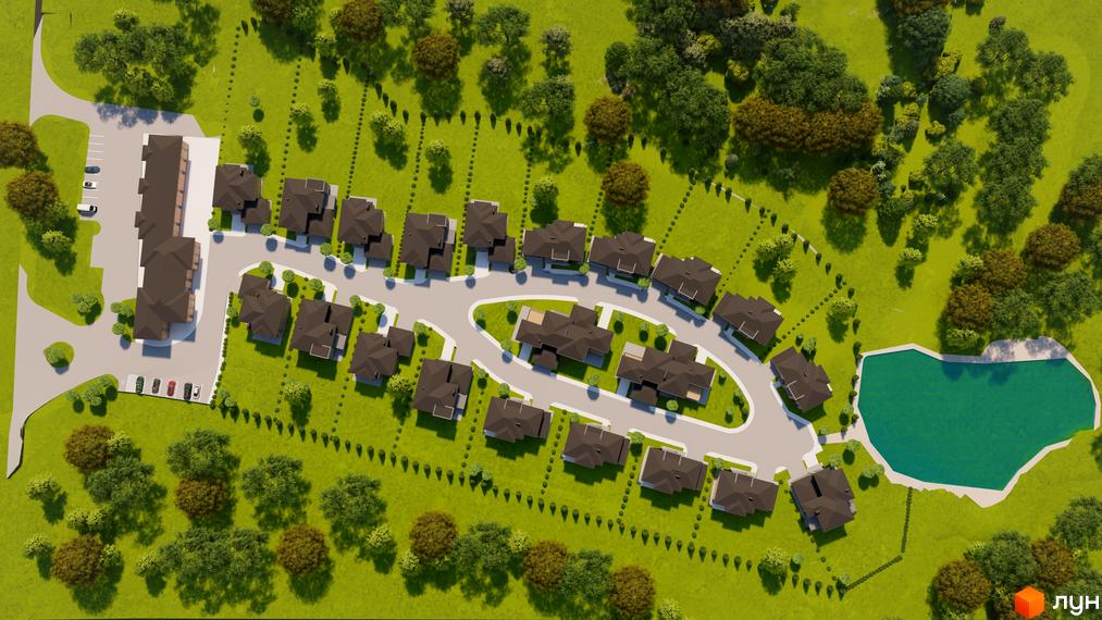 Котеджне містечко LakeWood 2 з сучасними будинками та озелененою територією біля озера. Огляньте планування та інфраструктуру комплексу.