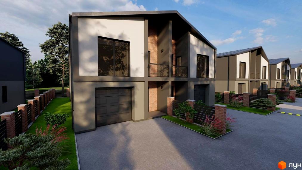 Зображення сторінки Будівельного проєкту Котеджного містечка CITY LOFT. На фото будинок та прибудинкова територія.
