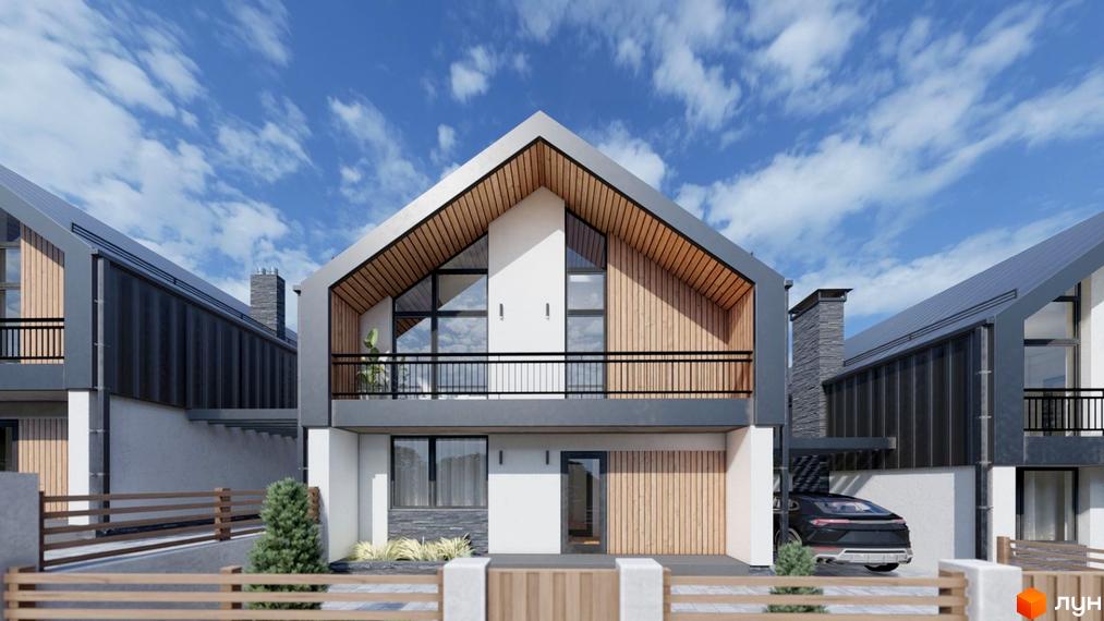 Зовнішній вигляд котеджного містечка КМ Zlagoda-Side з сучасними фасадами та прибудинковою територією. Фото новобудови.