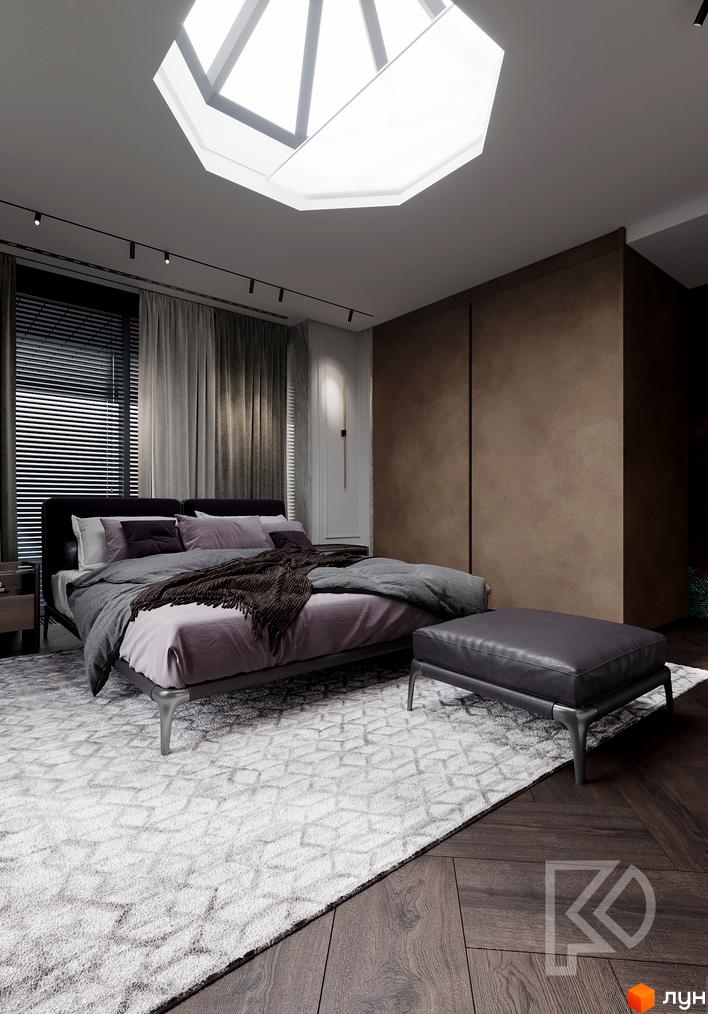 Спальня в клубному будинку Graf з великим вікном та зручним ліжком. Інтер'єр виконаний у спокійних тонах, з акцентом на комфорт та функціональність.