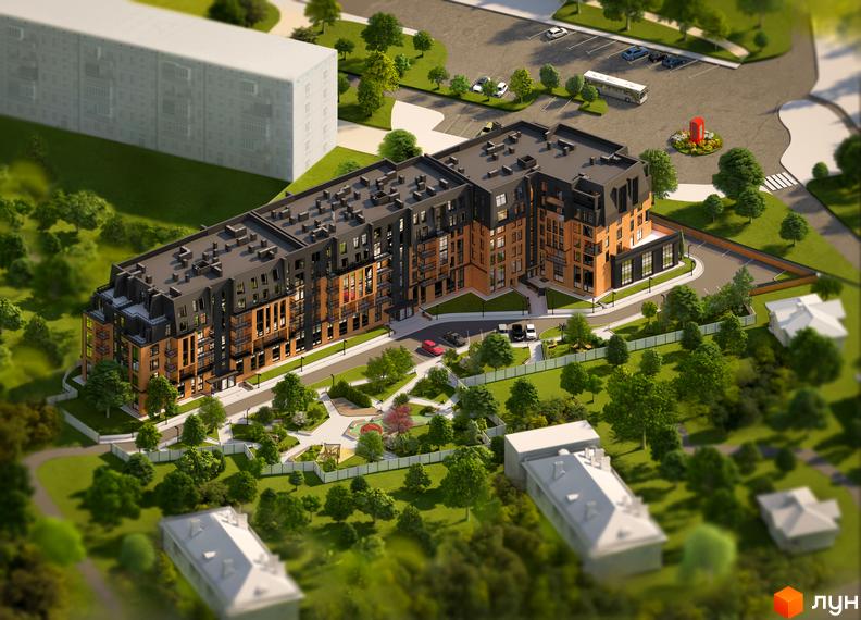 Житловий комплекс Гринвіч Парк - це сучасна новобудова з цегляним фасадом та просторою прибудинковою територією з ландшафтним дизайном. На території комплексу розташовані дитячі майданчики та зони відпочинку.