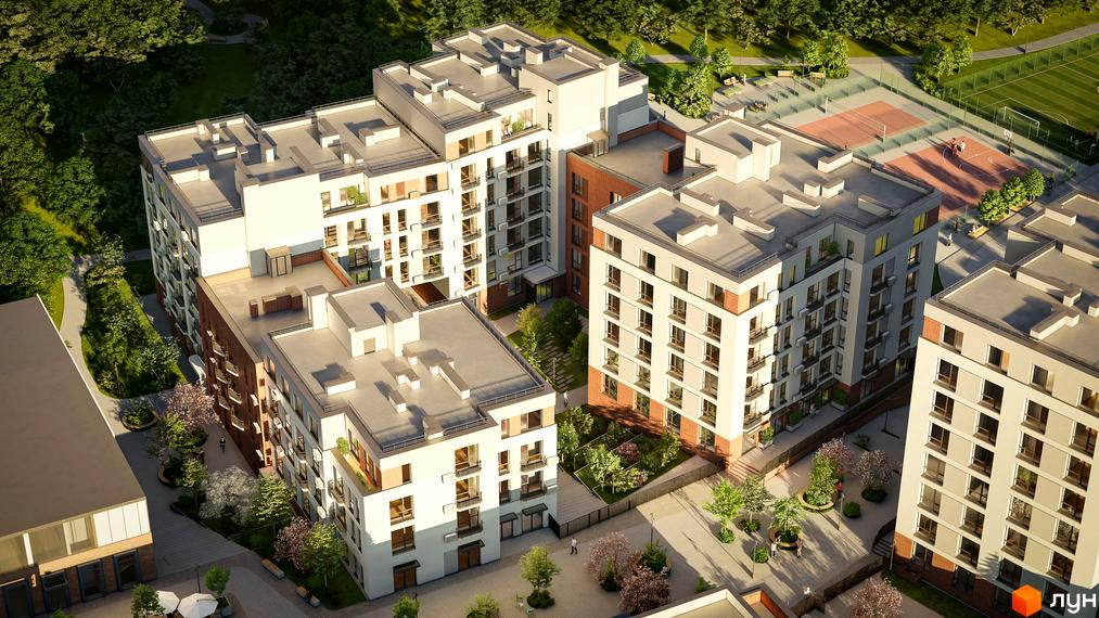 Житловий комплекс РЕМ - це сучасна новобудова з багатоповерховими будинками та упорядкованою прибудинковою територією з зеленими зонами та спортивними майданчиками.