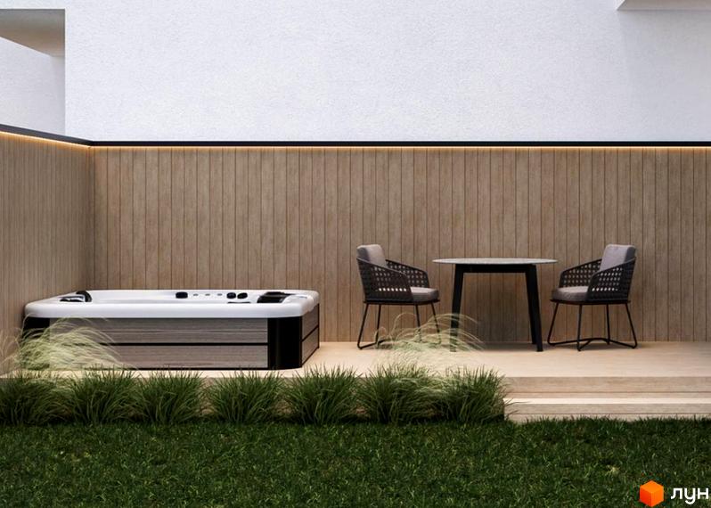 Таунхауси WOL.GREEN POLYANA: сучасний екстер'єр з джакузі та зоною відпочинку. Прибудинкова територія з зеленню та терасою.